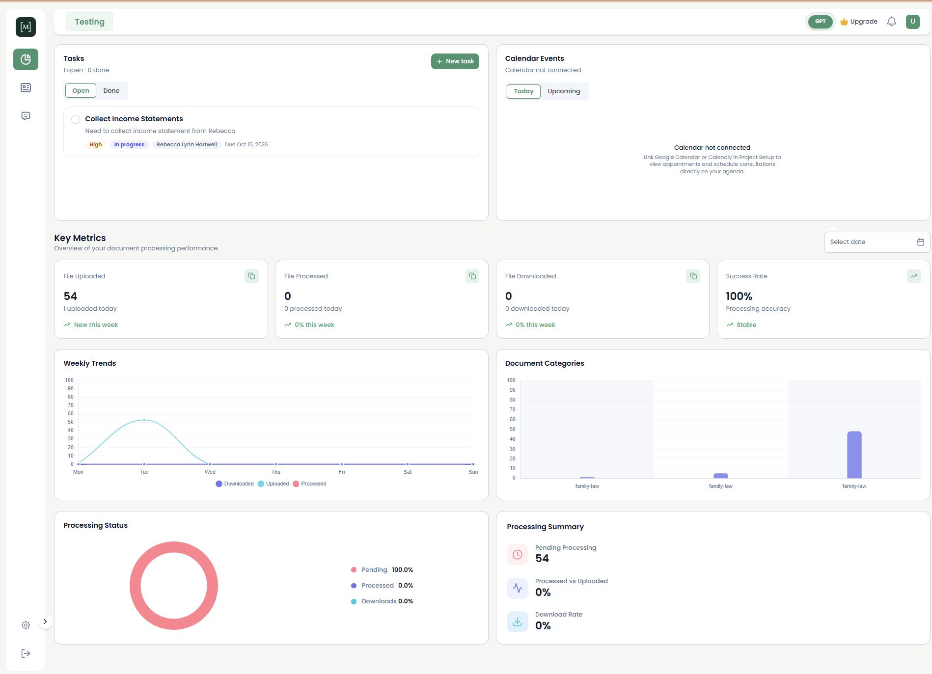 MatterMint workspace dashboard